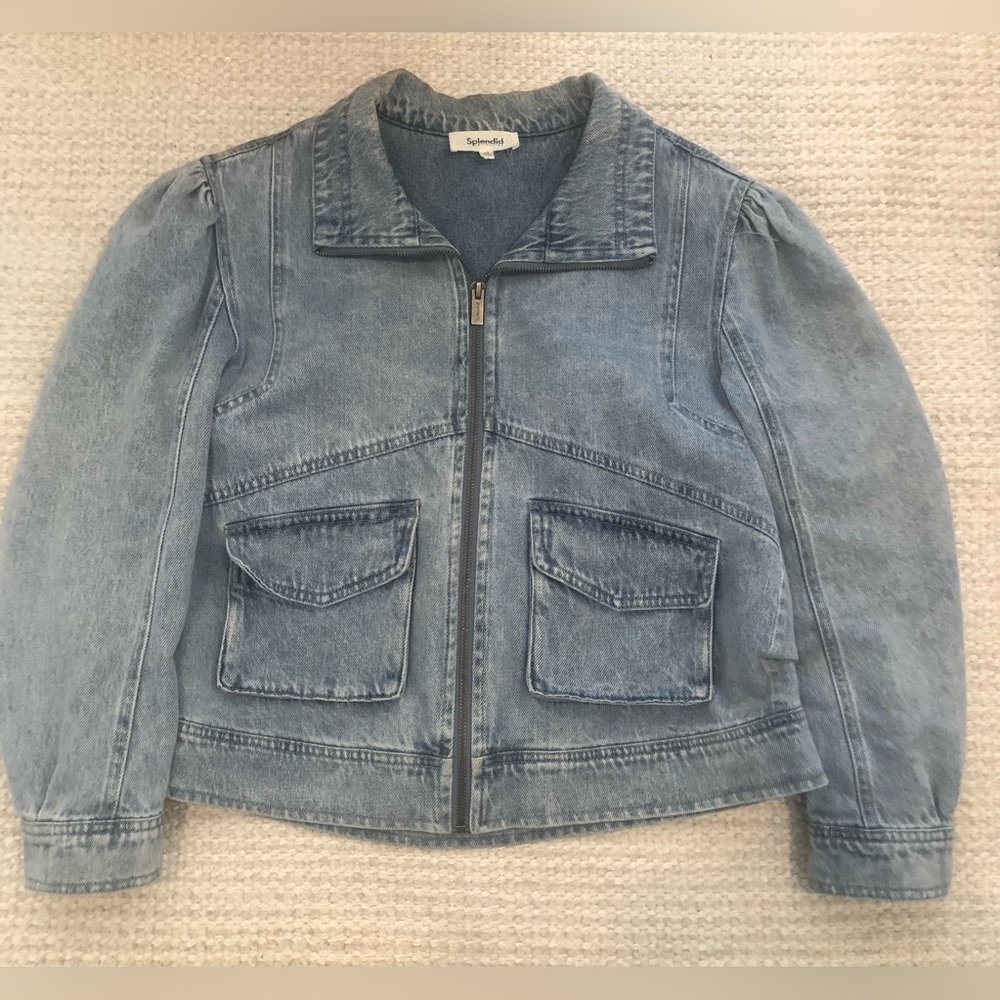 Splendid Collection Blue Washed Denim Utility Jacket - Picture 8 of 11